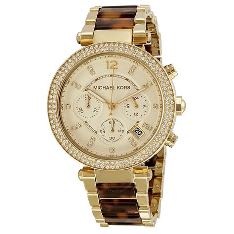 michael kors parker tortoise gold watch|Michael Kors Parker Chronograph Gold Dial Ladies Watch MK5688.